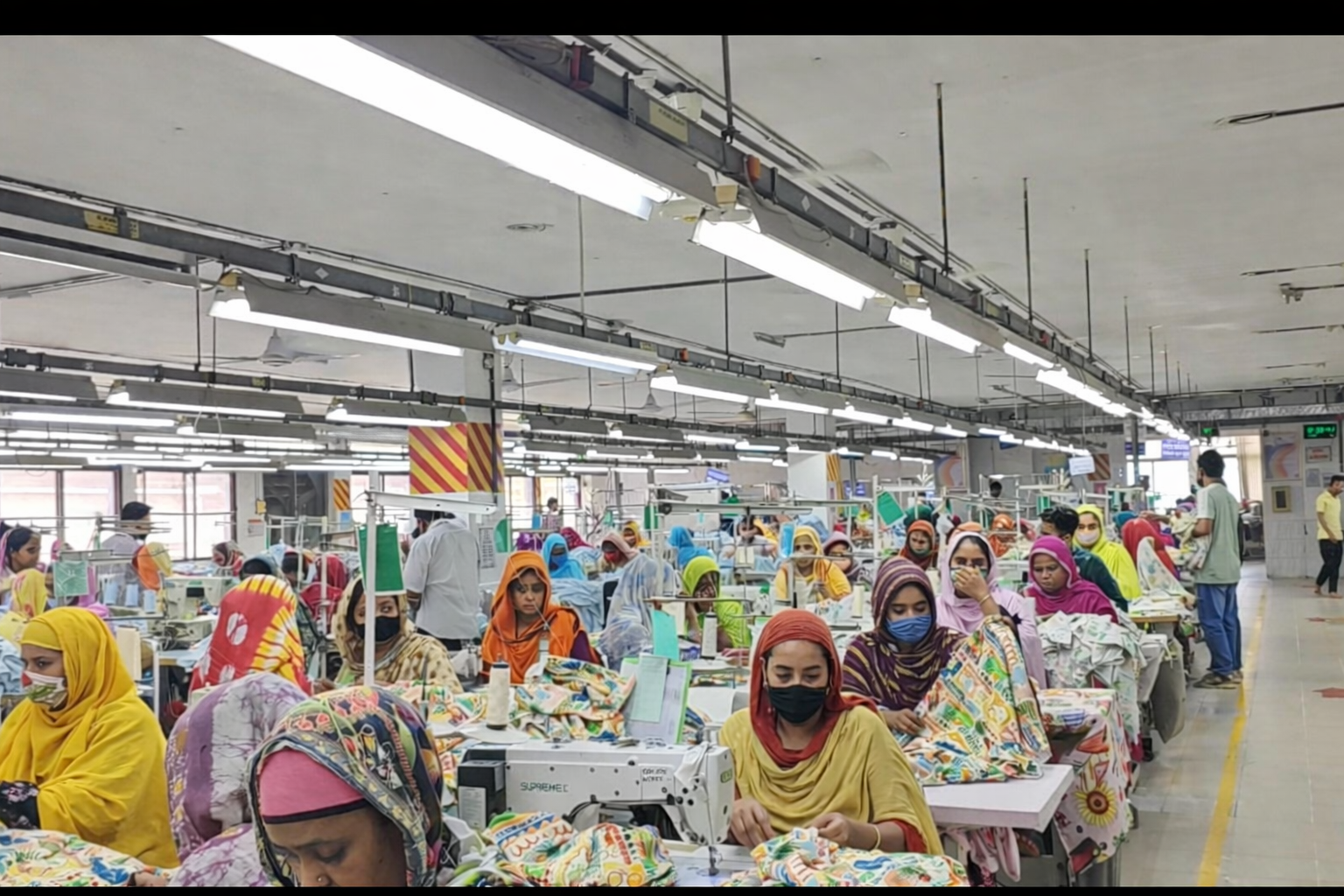 Garment production line in Bangladesh